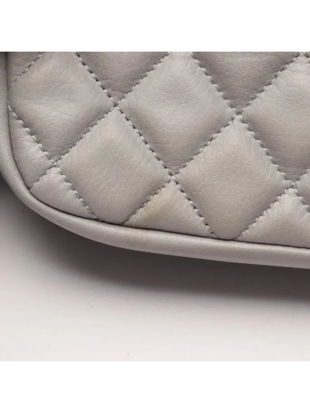 Chanel Shoulder Bag Quilted Gray Leather